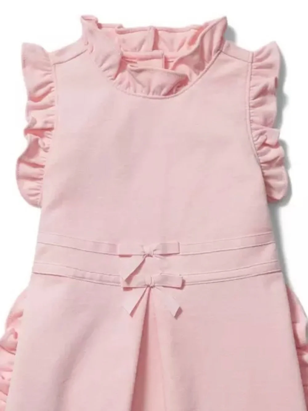 Janie & Jack Pink Double Bow Ponte Ruffle Dress Size 5 EUC